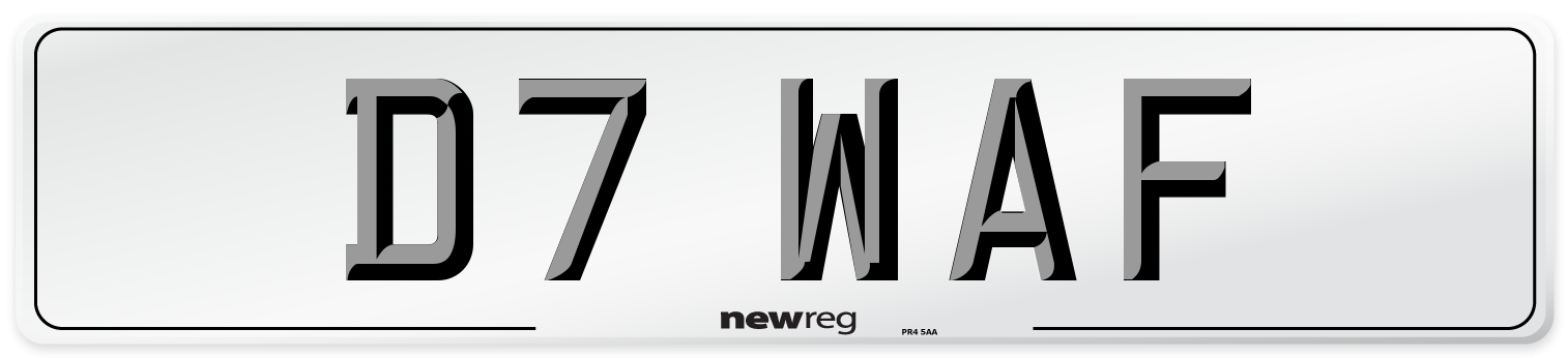 D7 WAF Number Plate from New Reg